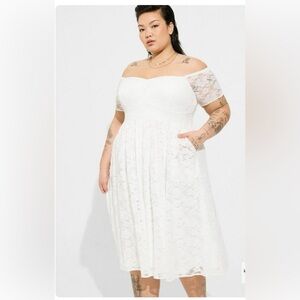 Torrid white lace off shoulder dress nwot